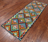 SUPER SALE Reversible Kilim Flat Weave Wool On Wool Runner Rug - 2' 10" X 7' 9"