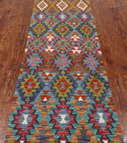 SUPER SALE Reversible Kilim Flat Weave Wool On Wool Runner Rug - 2' 6" X 8' 0"