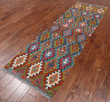 SUPER SALE Reversible Kilim Flat Weave Wool On Wool Runner Rug - 2' 6" X 8' 0"