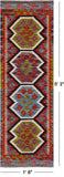 SUPER SALE Reversible Kilim Flat Weave Wool On Wool Runner Rug - 1' 8" X 5' 3"