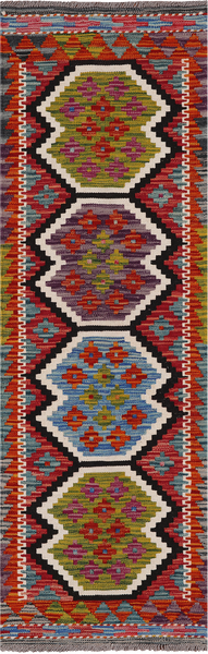 SUPER SALE Reversible Kilim Flat Weave Wool On Wool Runner Rug - 1' 8" X 5' 3"