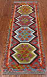 SUPER SALE Reversible Kilim Flat Weave Wool On Wool Runner Rug - 1' 8" X 5' 3"