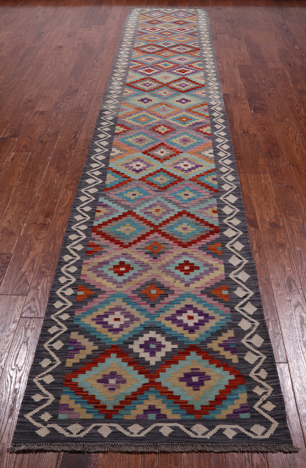 SUPER SALE Reversible Kilim Flat Weave Wool On Wool Runner Rug - 3' 0" X 16' 0"
