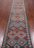 SUPER SALE Reversible Kilim Flat Weave Wool On Wool Runner Rug - 3' 0" X 16' 0"