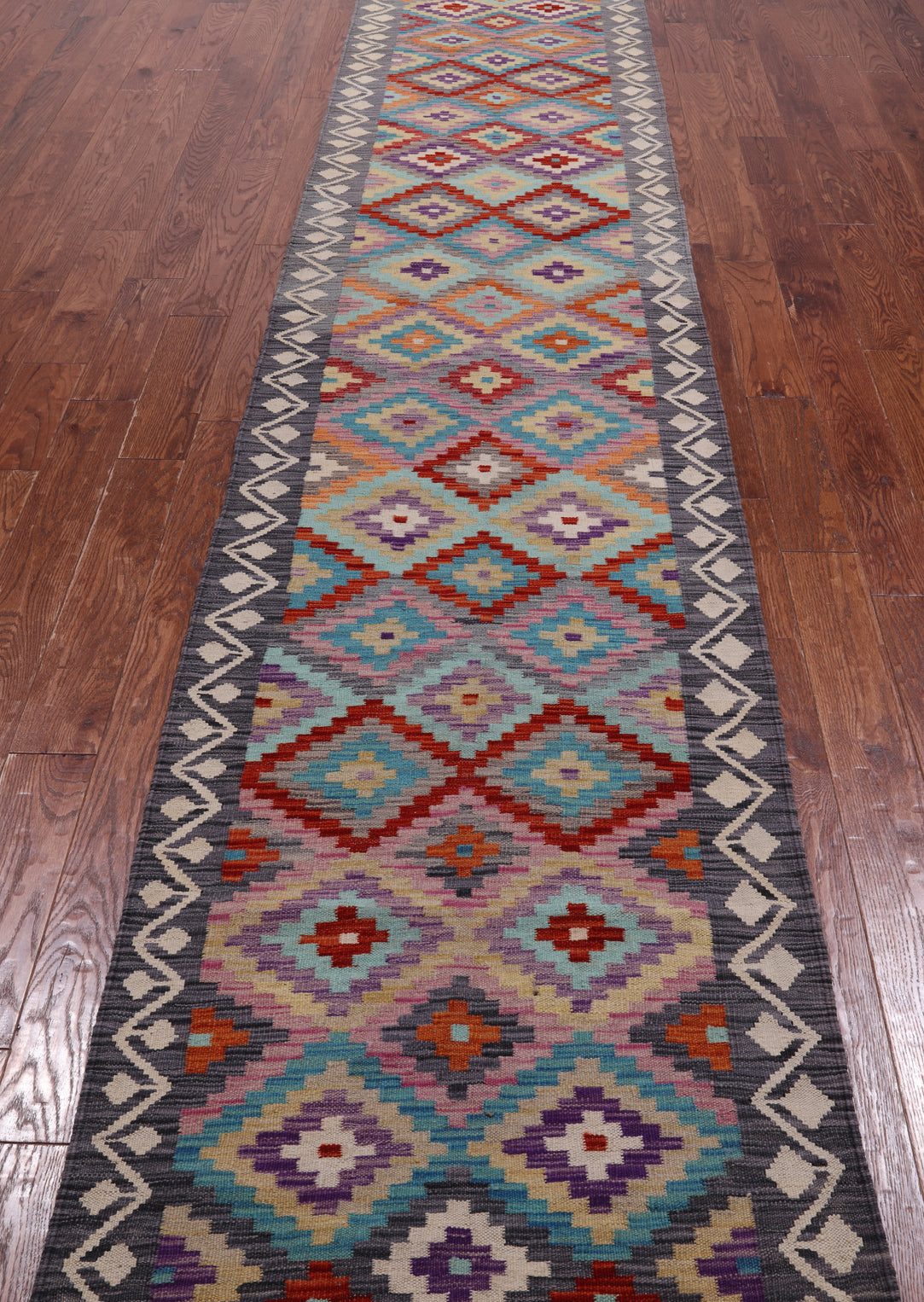 SUPER SALE Reversible Kilim Flat Weave Wool On Wool Runner Rug - 3' 0" X 16' 0"