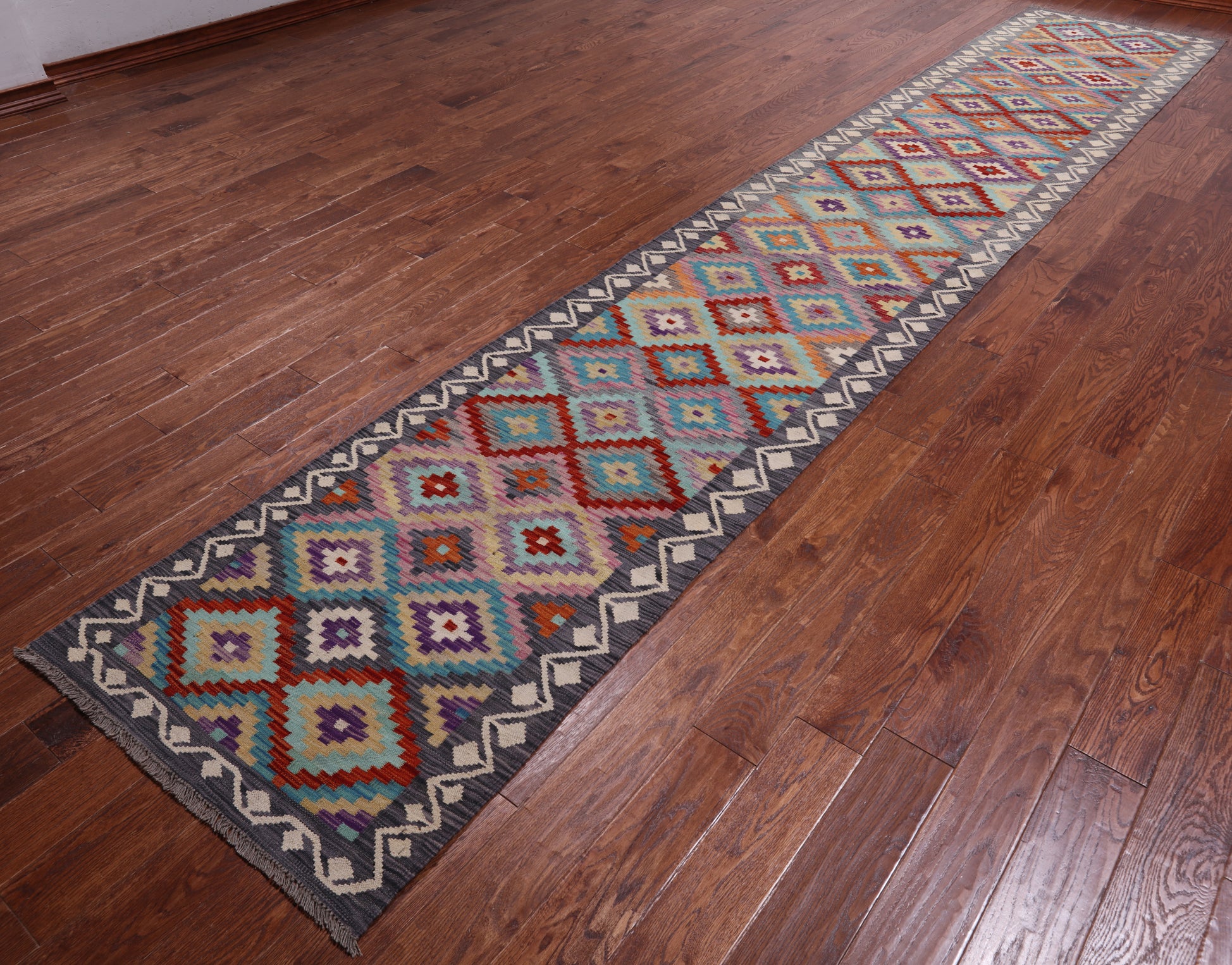 SUPER SALE Reversible Kilim Flat Weave Wool On Wool Runner Rug - 3' 0" X 16' 0"