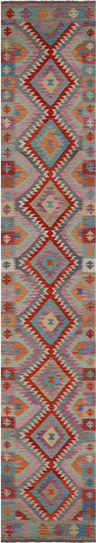 SUPER SALE Reversible Kilim Flat Weave Wool On Wool Runner Rug - 2' 9" X 15' 8"