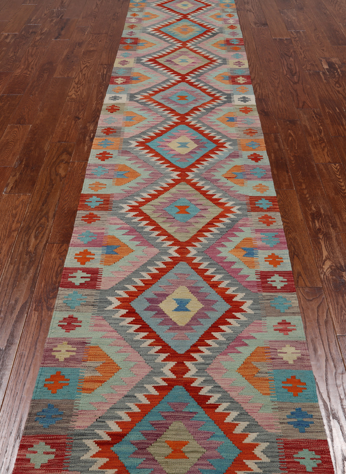 SUPER SALE Reversible Kilim Flat Weave Wool On Wool Runner Rug - 2' 9" X 15' 8"