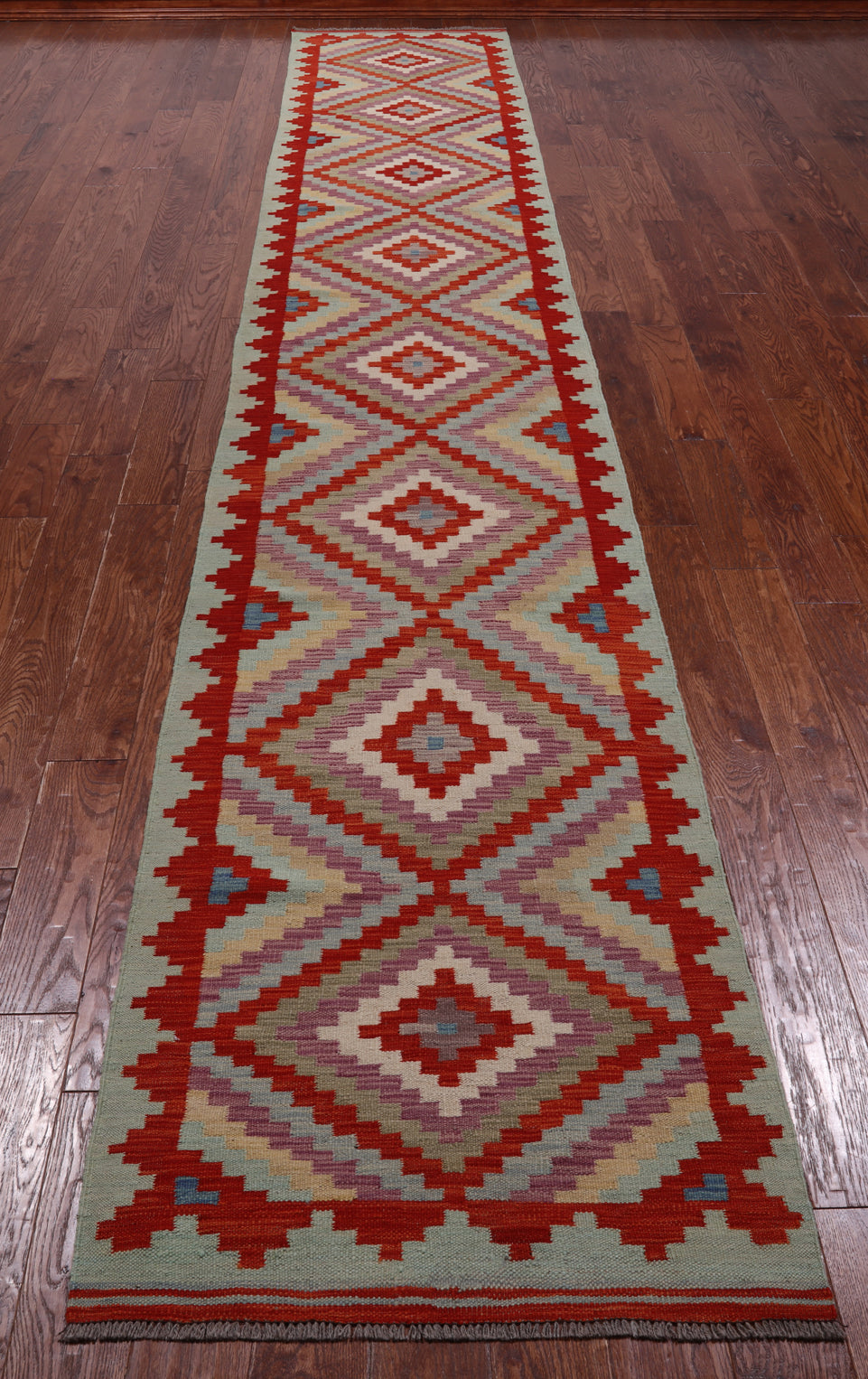 SUPER SALE Reversible Kilim Flat Weave Wool On Wool Runner Rug - 2' 9" X 16' 1"