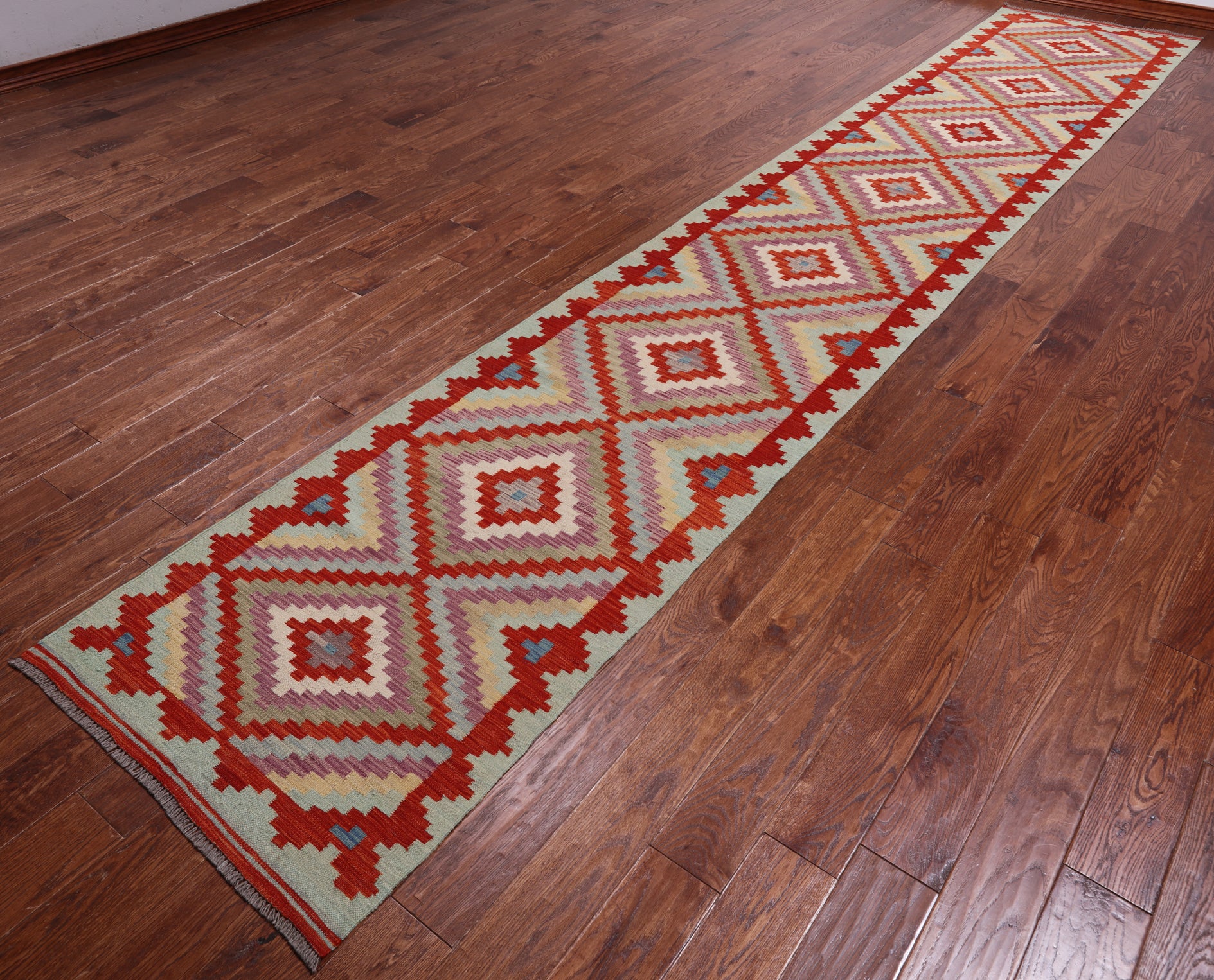 SUPER SALE Reversible Kilim Flat Weave Wool On Wool Runner Rug - 2' 9" X 16' 1"