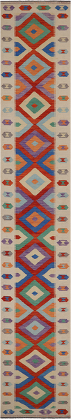 SUPER SALE Reversible Kilim Flat Weave Wool On Wool Runner Rug - 2' 8" X 16' 5"