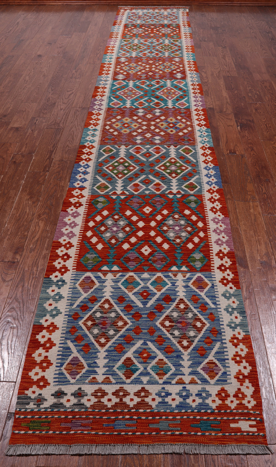 SUPER SALE Reversible Kilim Flat Weave Wool On Wool Runner Rug - 2' 9" X 16' 0"