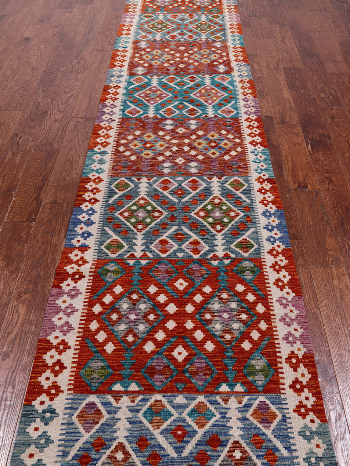 SUPER SALE Reversible Kilim Flat Weave Wool On Wool Runner Rug - 2' 9" X 16' 0"