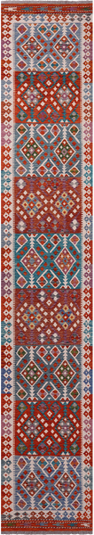 SUPER SALE Reversible Kilim Flat Weave Wool On Wool Runner Rug - 2' 9" X 16' 0"