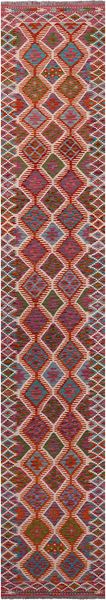 SUPER SALE Reversible Kilim Flat Weave Wool On Wool Runner Rug - 2' 8" X 16' 1"