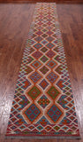 SUPER SALE Reversible Kilim Flat Weave Wool On Wool Runner Rug - 2' 8" X 16' 1"