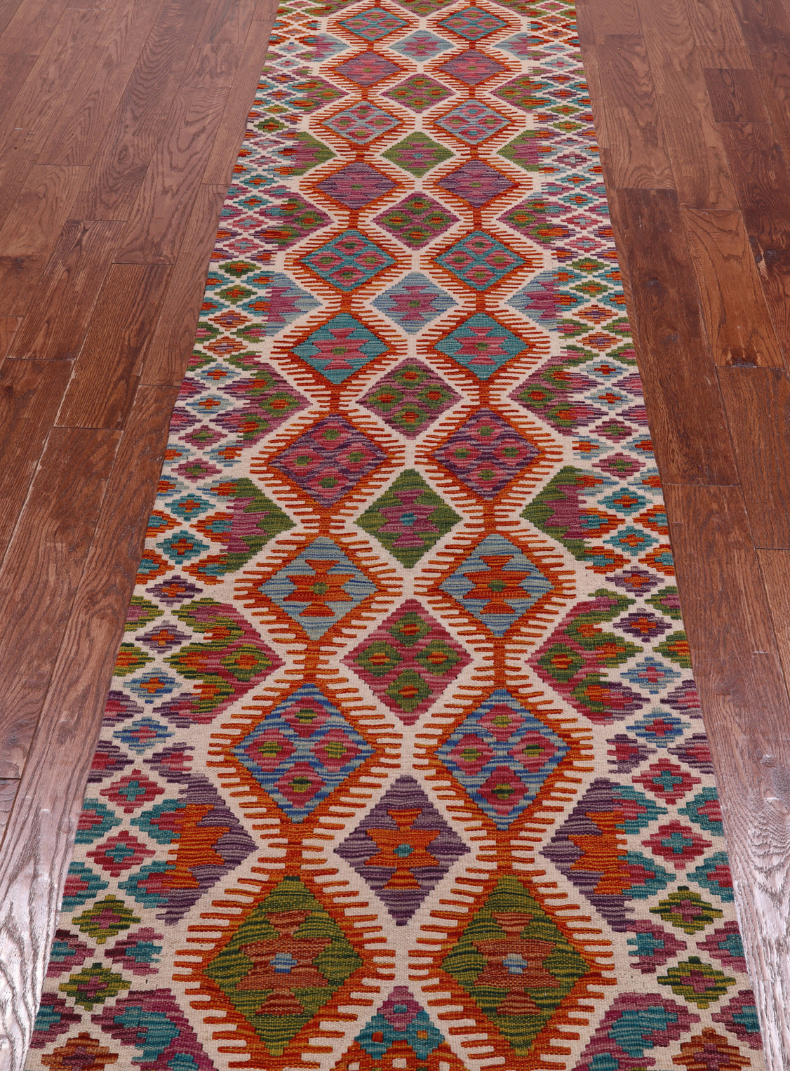 SUPER SALE Reversible Kilim Flat Weave Wool On Wool Runner Rug - 2' 8" X 16' 1"