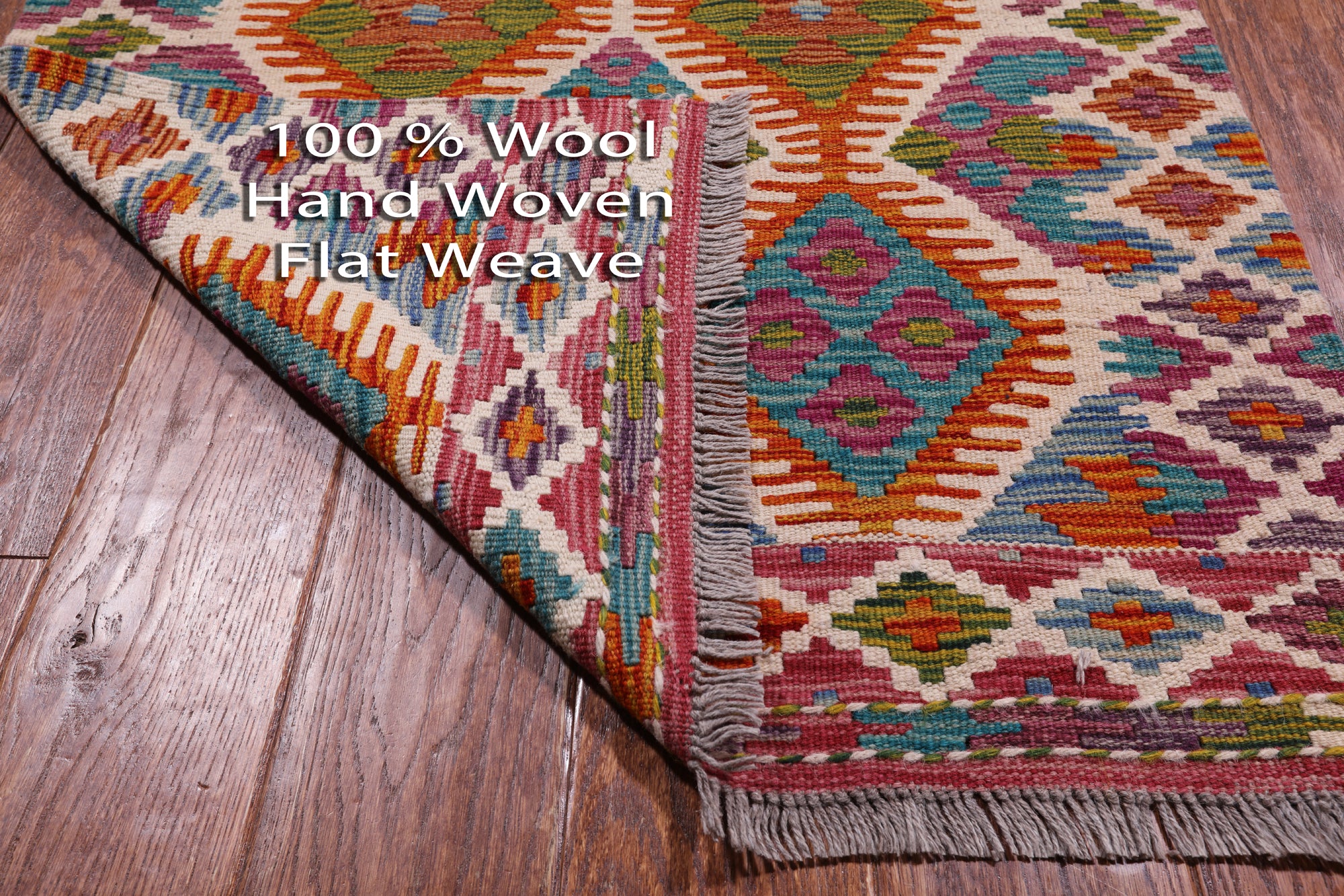 SUPER SALE Reversible Kilim Flat Weave Wool On Wool Runner Rug - 2' 8" X 16' 1"