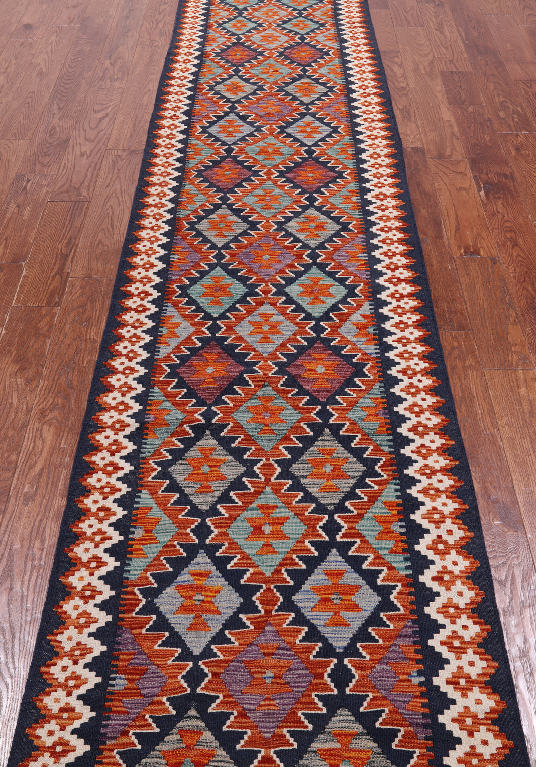 SUPER SALE Reversible Kilim Flat Weave Wool On Wool Runner Rug - 2' 9" X 15' 10"