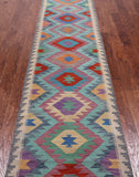 SUPER SALE Reversible Kilim Flat Weave Wool On Wool Runner Rug - 2' 8" X 15' 9"