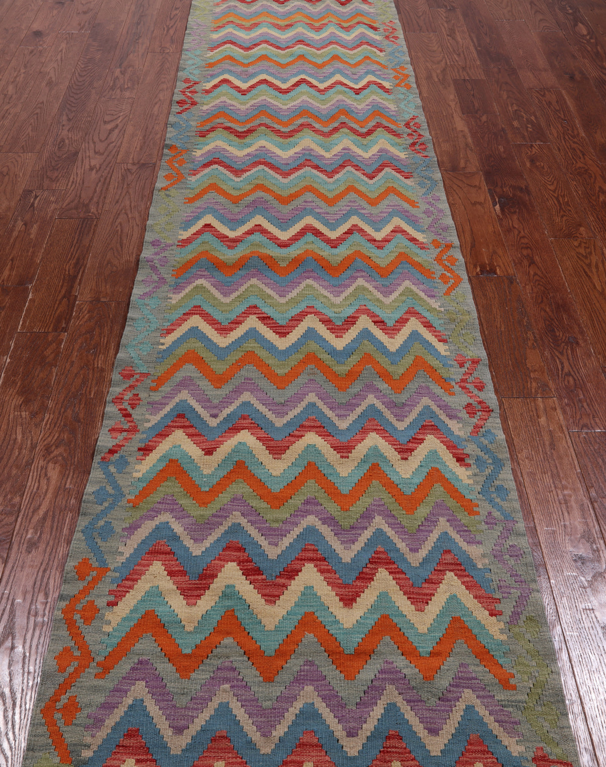SUPER SALE Reversible Kilim Flat Weave Wool On Wool Runner Rug - 2' 10" X 15' 8"