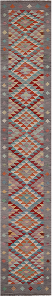 SUPER SALE Reversible Kilim Flat Weave Wool On Wool Runner Rug - 2' 9" X 15' 11"