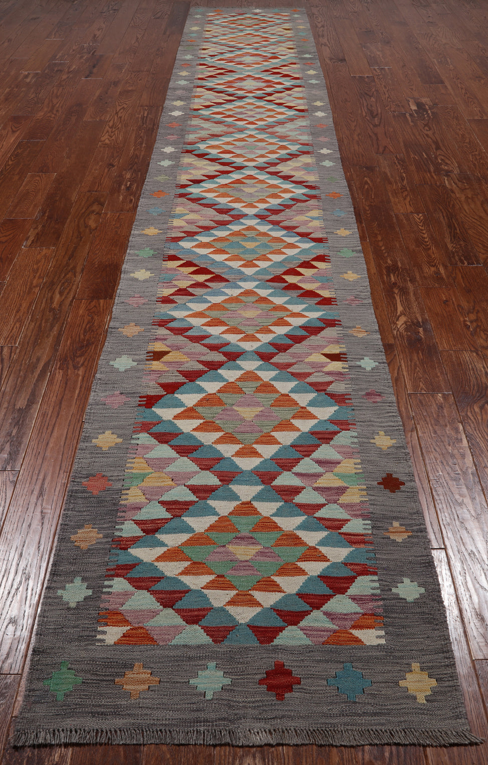 SUPER SALE Reversible Kilim Flat Weave Wool On Wool Runner Rug - 2' 9" X 15' 11"