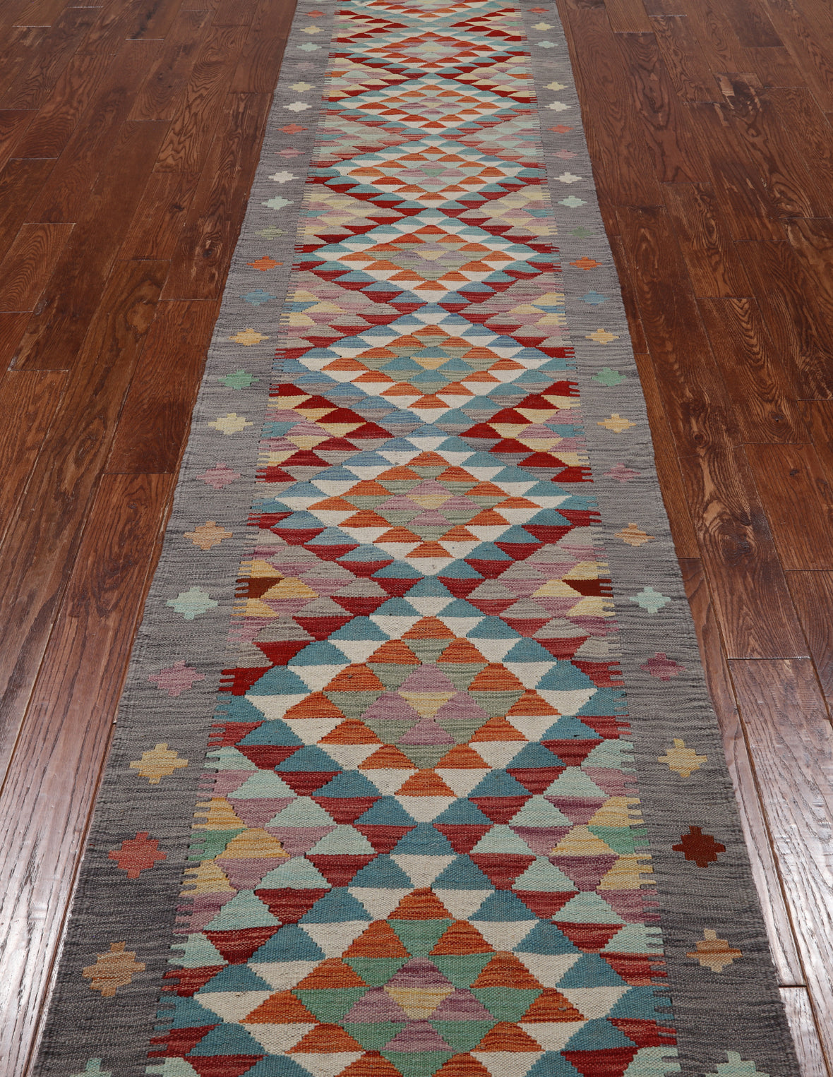 SUPER SALE Reversible Kilim Flat Weave Wool On Wool Runner Rug - 2' 9" X 15' 11"