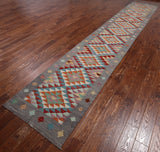 SUPER SALE Reversible Kilim Flat Weave Wool On Wool Runner Rug - 2' 9" X 15' 11"