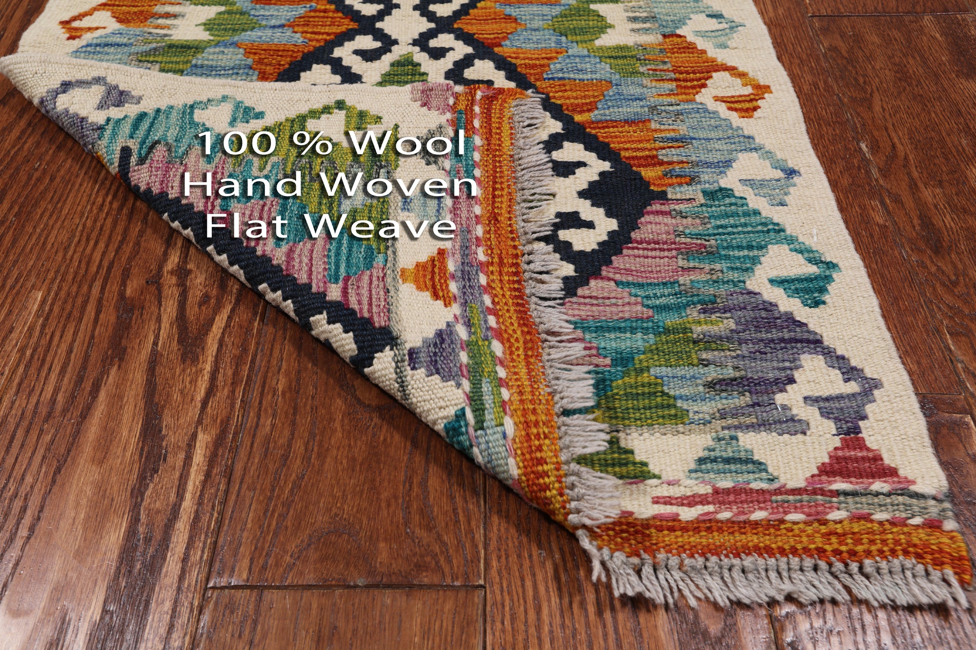 SUPER SALE Reversible Kilim Flat Weave Wool On Wool Runner Rug - 1' 10" X 5' 0"