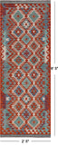 SUPER SALE Reversible Kilim Flat Weave Wool On Wool Runner Rug - 2' 5" X 6' 5"