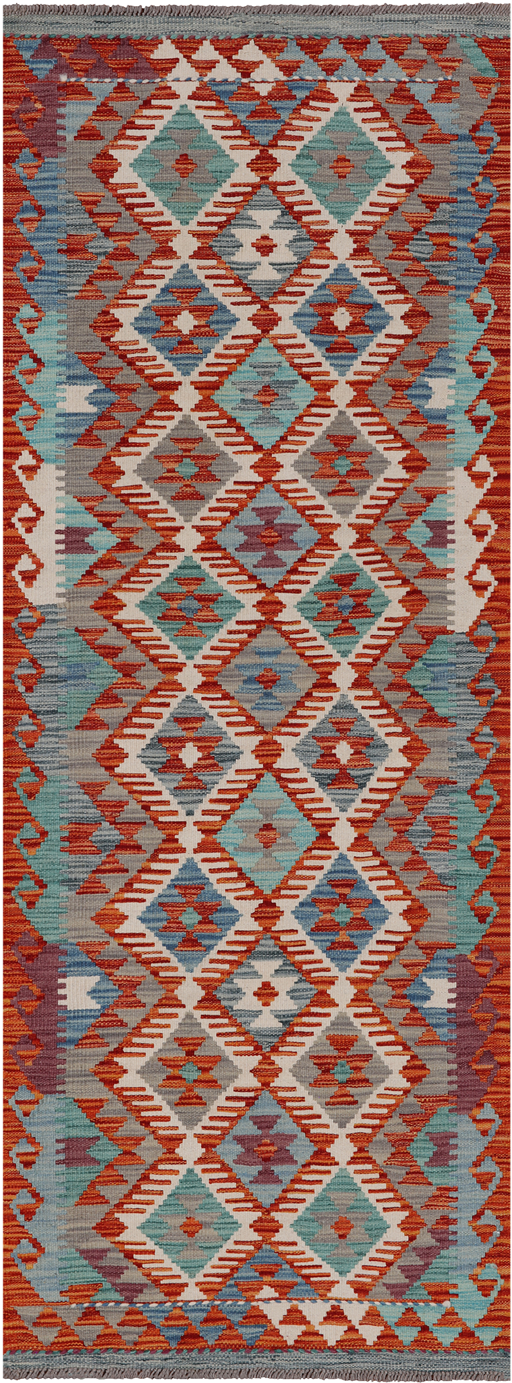 SUPER SALE Reversible Kilim Flat Weave Wool On Wool Runner Rug - 2' 5" X 6' 5"