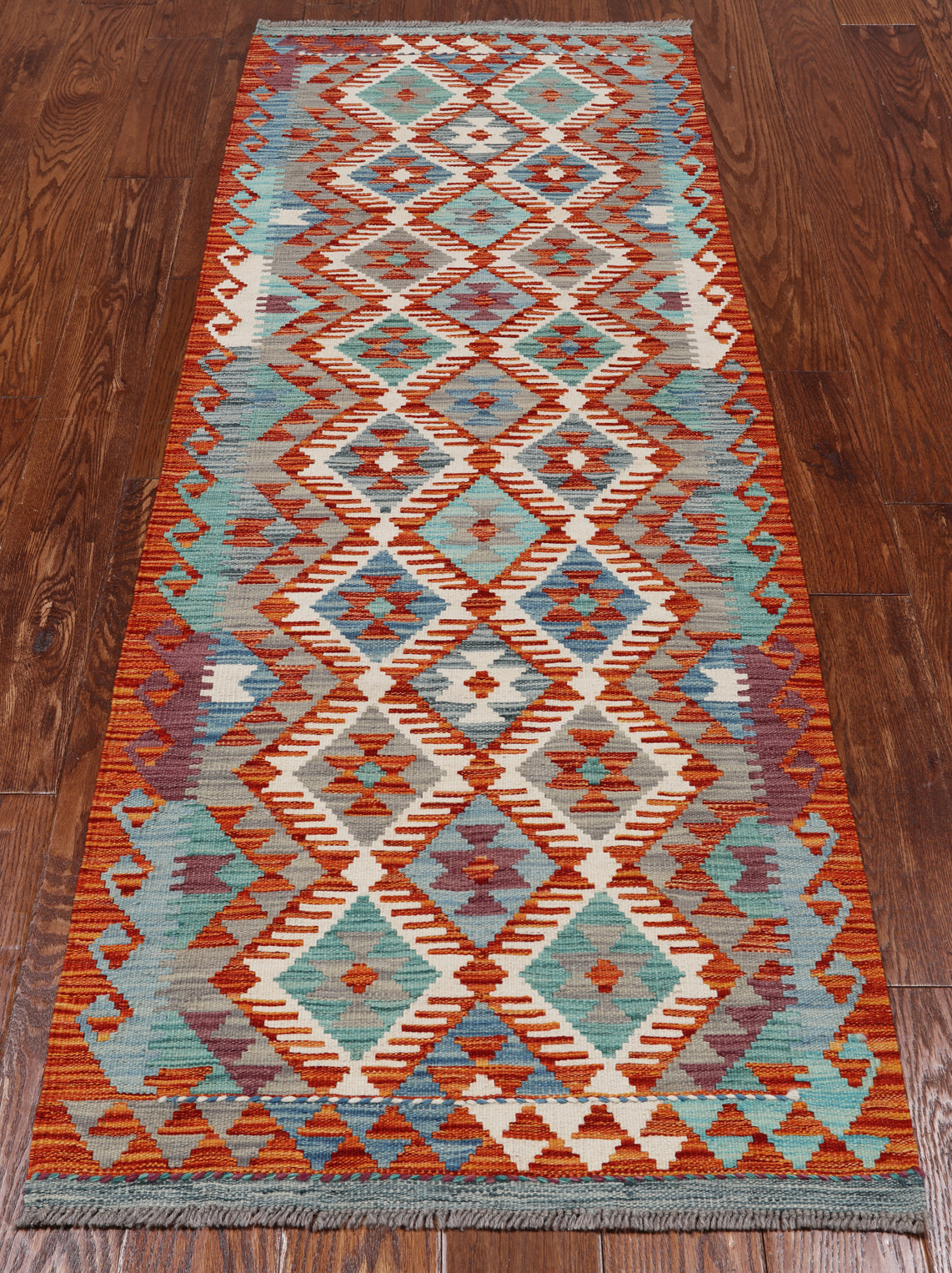 SUPER SALE Reversible Kilim Flat Weave Wool On Wool Runner Rug - 2' 5" X 6' 5"