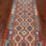 SUPER SALE Reversible Kilim Flat Weave Wool On Wool Runner Rug - 2' 5" X 6' 5"