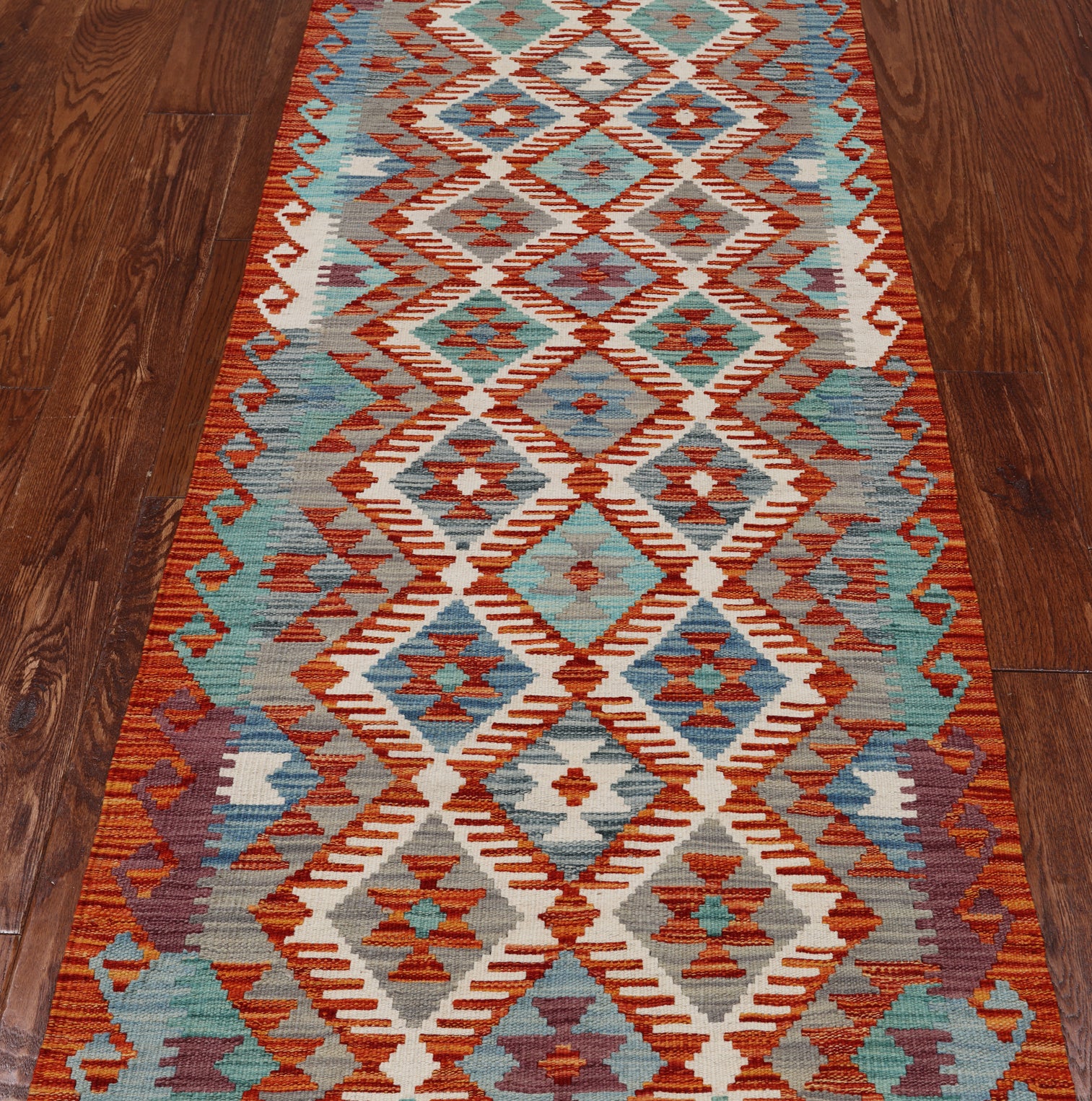 SUPER SALE Reversible Kilim Flat Weave Wool On Wool Runner Rug - 2' 5" X 6' 5"