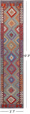 SUPER SALE Reversible Kilim Flat Weave Wool On Wool Runner Rug - 2' 7" X 12' 2"
