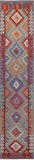 SUPER SALE Reversible Kilim Flat Weave Wool On Wool Runner Rug - 2' 7" X 12' 2"