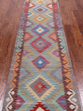 SUPER SALE Reversible Kilim Flat Weave Wool On Wool Runner Rug - 2' 7" X 12' 2"