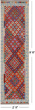 SUPER SALE Reversible Kilim Flat Weave Wool On Wool Runner Rug - 2' 9" X 9' 8"