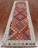 SUPER SALE Reversible Kilim Flat Weave Wool On Wool Runner Rug - 2' 9" X 9' 8"