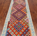 SUPER SALE Reversible Kilim Flat Weave Wool On Wool Runner Rug - 2' 9" X 9' 8"