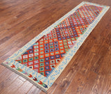 SUPER SALE Reversible Kilim Flat Weave Wool On Wool Runner Rug - 2' 9" X 9' 8"