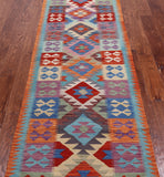 SUPER SALE Reversible Kilim Flat Weave Wool On Wool Runner Rug - 2' 10" X 9' 6"