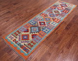 SUPER SALE Reversible Kilim Flat Weave Wool On Wool Runner Rug - 2' 10" X 9' 6"
