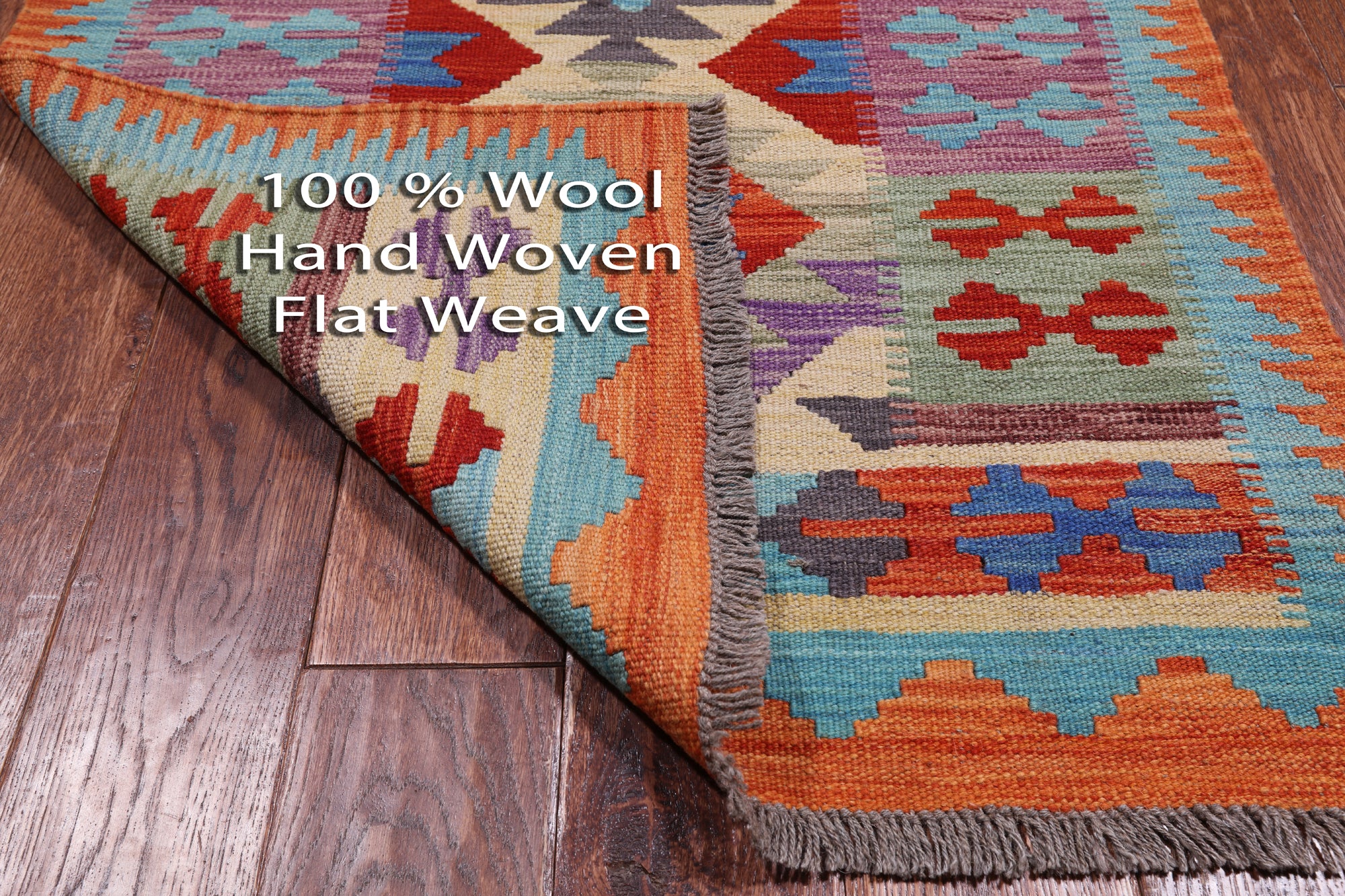 SUPER SALE Reversible Kilim Flat Weave Wool On Wool Runner Rug - 2' 10" X 9' 6"