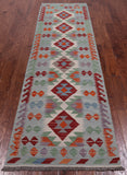 SUPER SALE Reversible Kilim Flat Weave Wool On Wool Runner Rug - 2' 8" X 9' 6"
