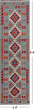 SUPER SALE Reversible Kilim Flat Weave Wool On Wool Runner Rug - 2' 8" X 9' 6"