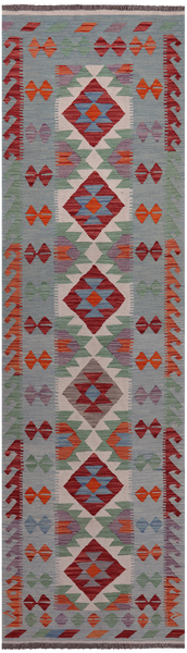 SUPER SALE Reversible Kilim Flat Weave Wool On Wool Runner Rug - 2' 8" X 9' 6"