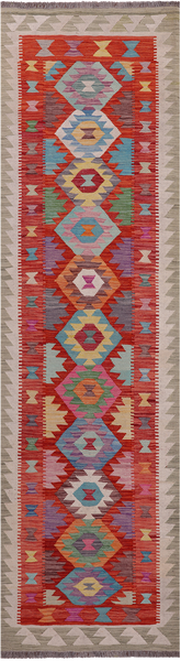 SUPER SALE Reversible Kilim Flat Weave Wool On Wool Runner Rug - 2' 9" X 9' 8"