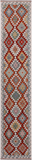SUPER SALE Reversible Kilim Flat Weave Wool On Wool Runner Rug - 2' 7" X 13' 5"